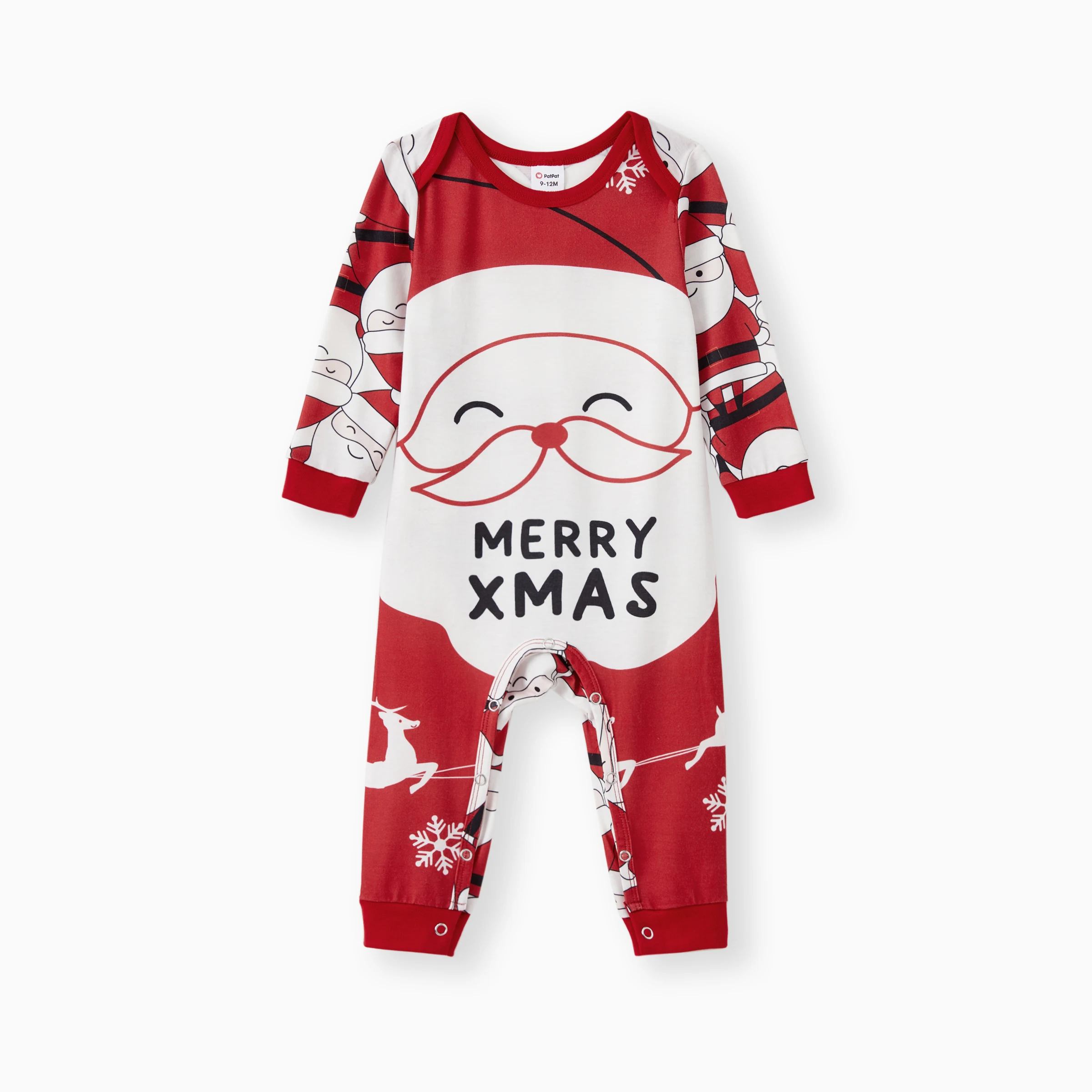 thumbnail image 2 of Conjuntos de pijamas navideños a juego para toda la familia con estampado gráfico de Papá Noel grande en la parte delantera y trasera, 2 of 5