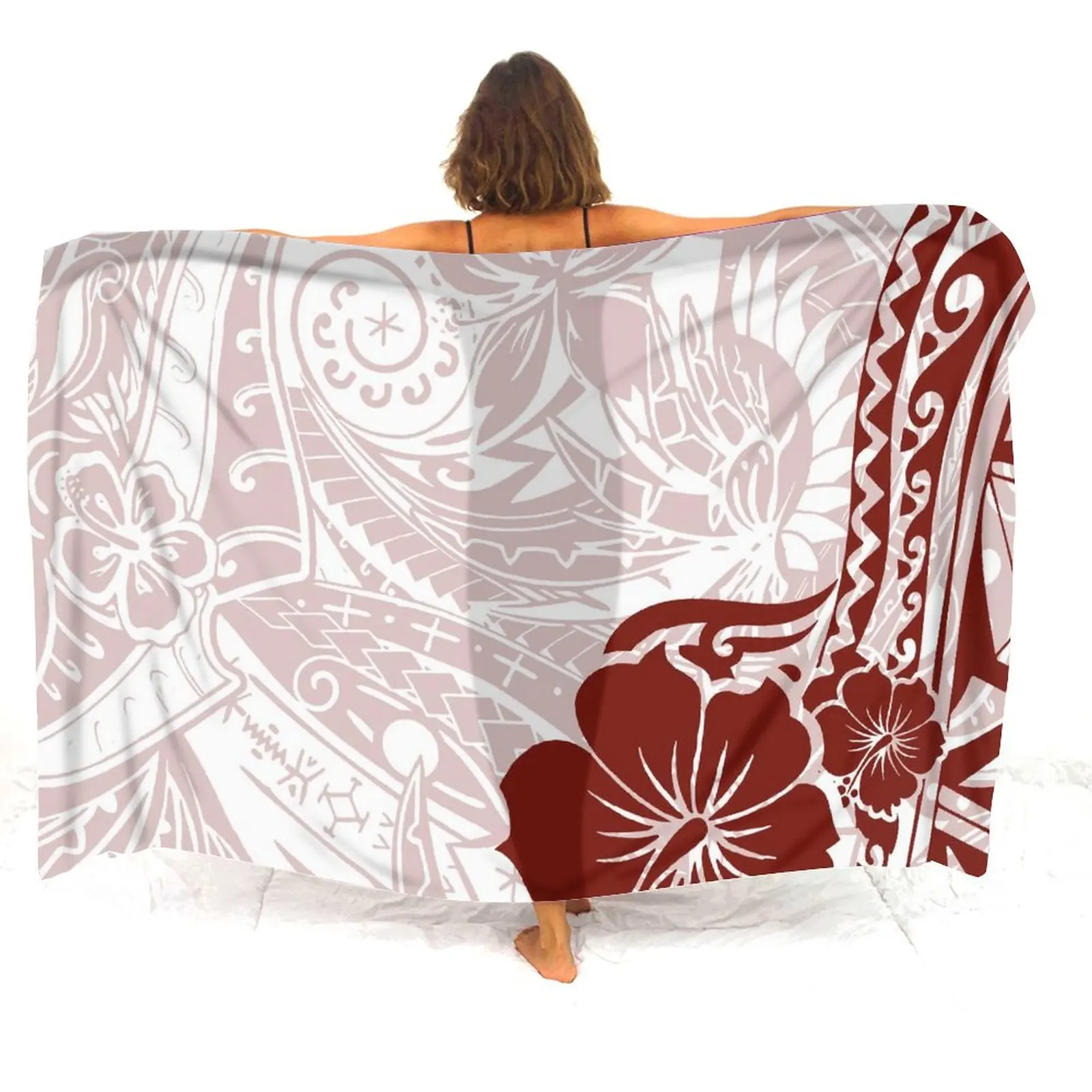 2023 Estate Vintage Design Large Size Ladies Custom Beach Coat Grembiule Polinesiano Tribale Stampa Etnica Sciarpa Sarong