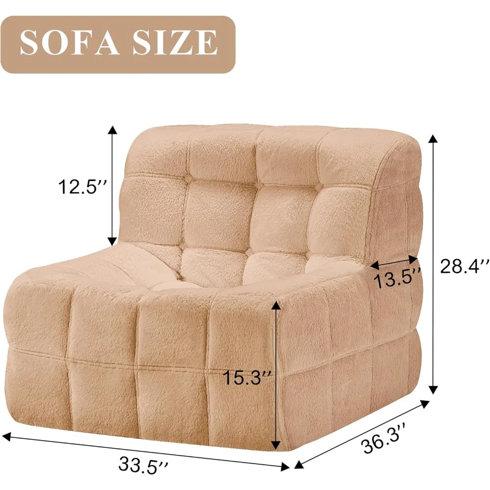 Bean Bag Chair Sofa Furry Beanbag Chair Couch for Adults Armless Bean Bag Lounge Soft Comfy for Bedroom, Living Room or