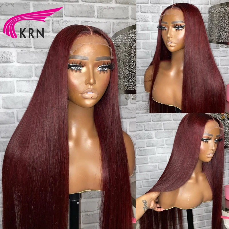 KRN Red Burgundy Color 99J Lace Frontal Wig 13x4 Body Wave Lace Front Wig  Brazilian Remy Hair 5x5 Closure Wigs with Baby Hair - AliExpress