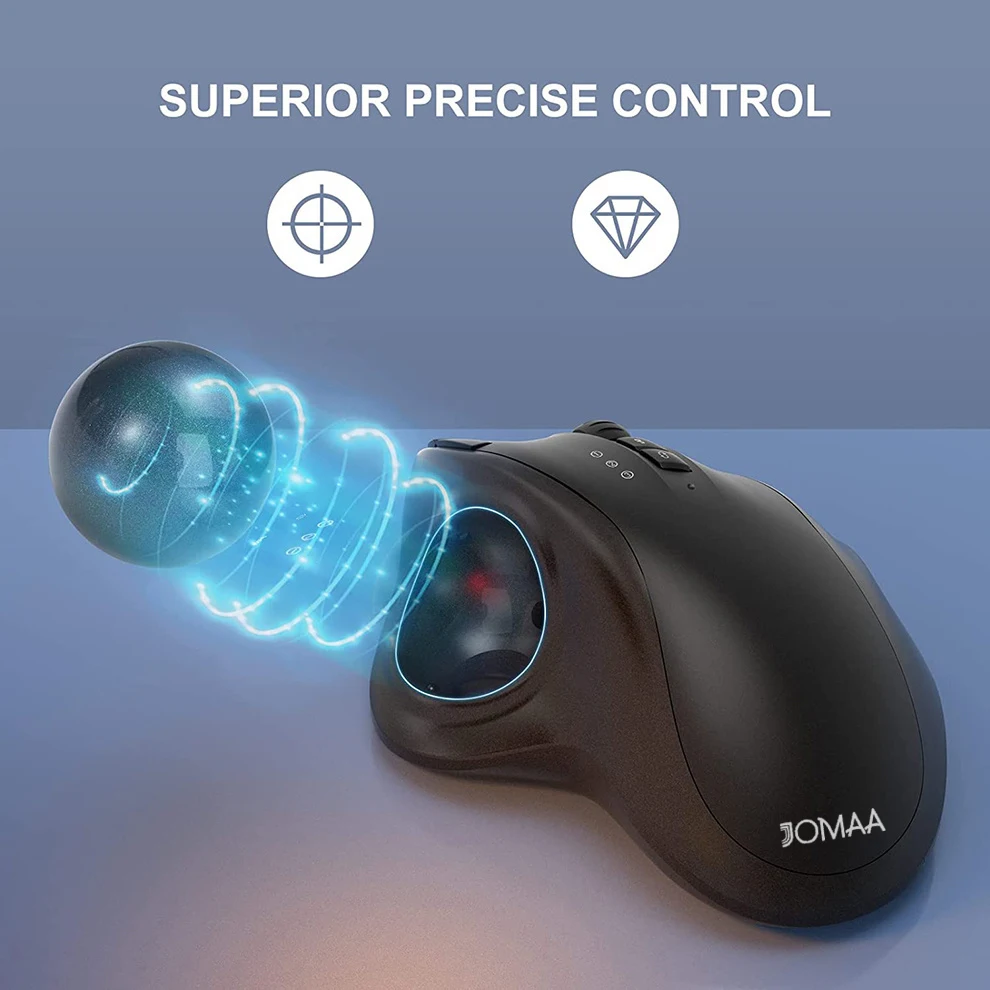 Mouse Trackball Recarregável Usb sem Fio 2.4g Bluetooth Ergonômico Ratos para Mac pc Gamer 2400dpi Jogos - Imagem 2