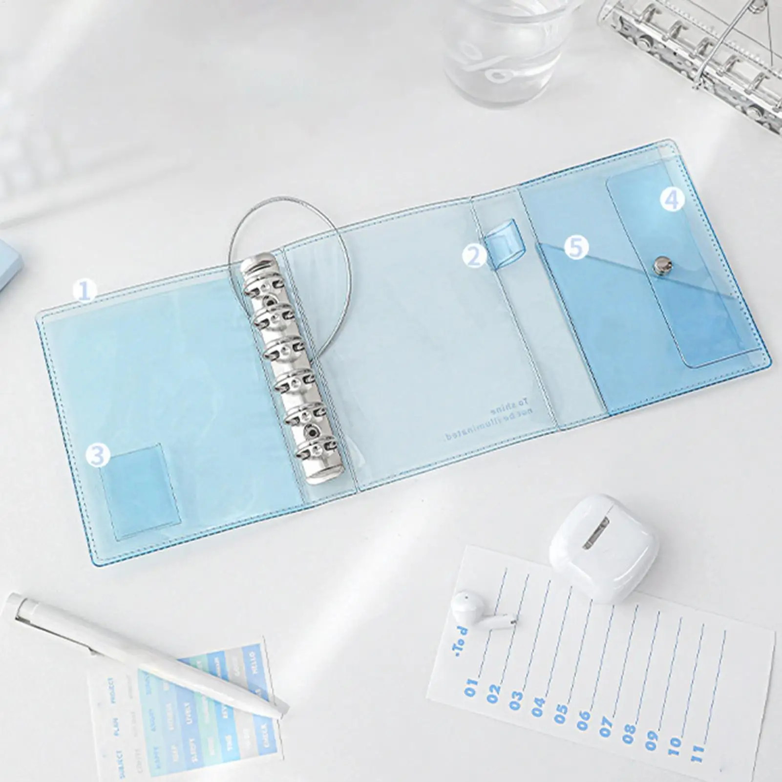 Compact Refillable Tri-Fold Accordion Journal with Clear PVC Cover