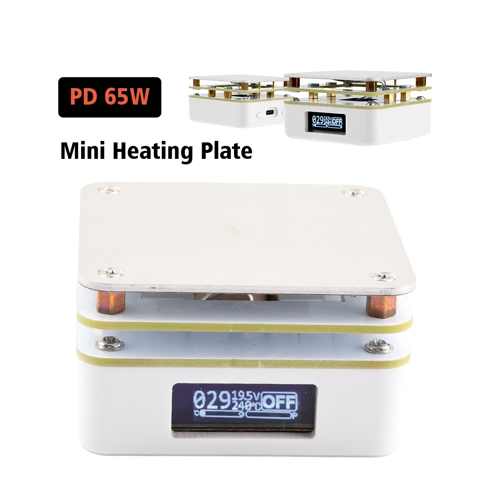 65W PD Protocol Hot Plate Preheater Printed Circuit Board Soldering Heating Plate Rework Station Preheating Platform Repair Tool soldering station soldering tool welding tool mini hot plate