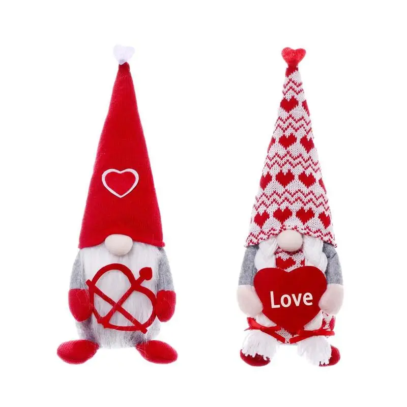

Gnome Valentines Day Decor Faceless Doll Valentine Gnome Lucky Charm Soft Handmade Plush Gnome Dwarf Home for Decor Holiday