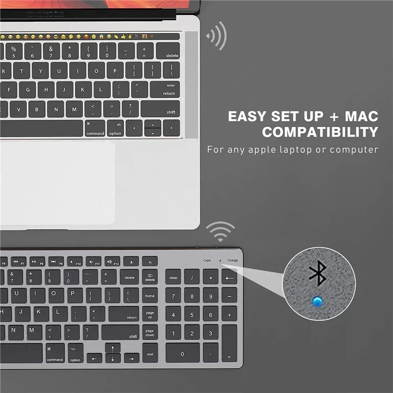 2.4G/블루투스 연결 초슬림 무선 키보드 및 마우스 세트(Mac OS/iOS/iPad MacBook Type-C 마이크로 충전식 키보드)