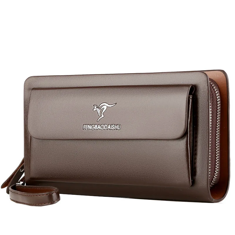 Business Mens Genuine Leather Wallet Zip Clutch Purse Card Holder Handbag  Big