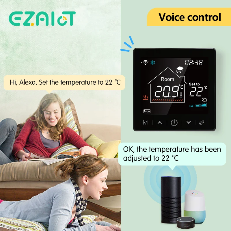  Tuya - Termostato inalámbrico para caldera de gas con WiFi, RF,  controlador de temperatura para calefacción de piso para el hogar, funciona  con Smart Life Google Home Alexa (color blanco T9W) 