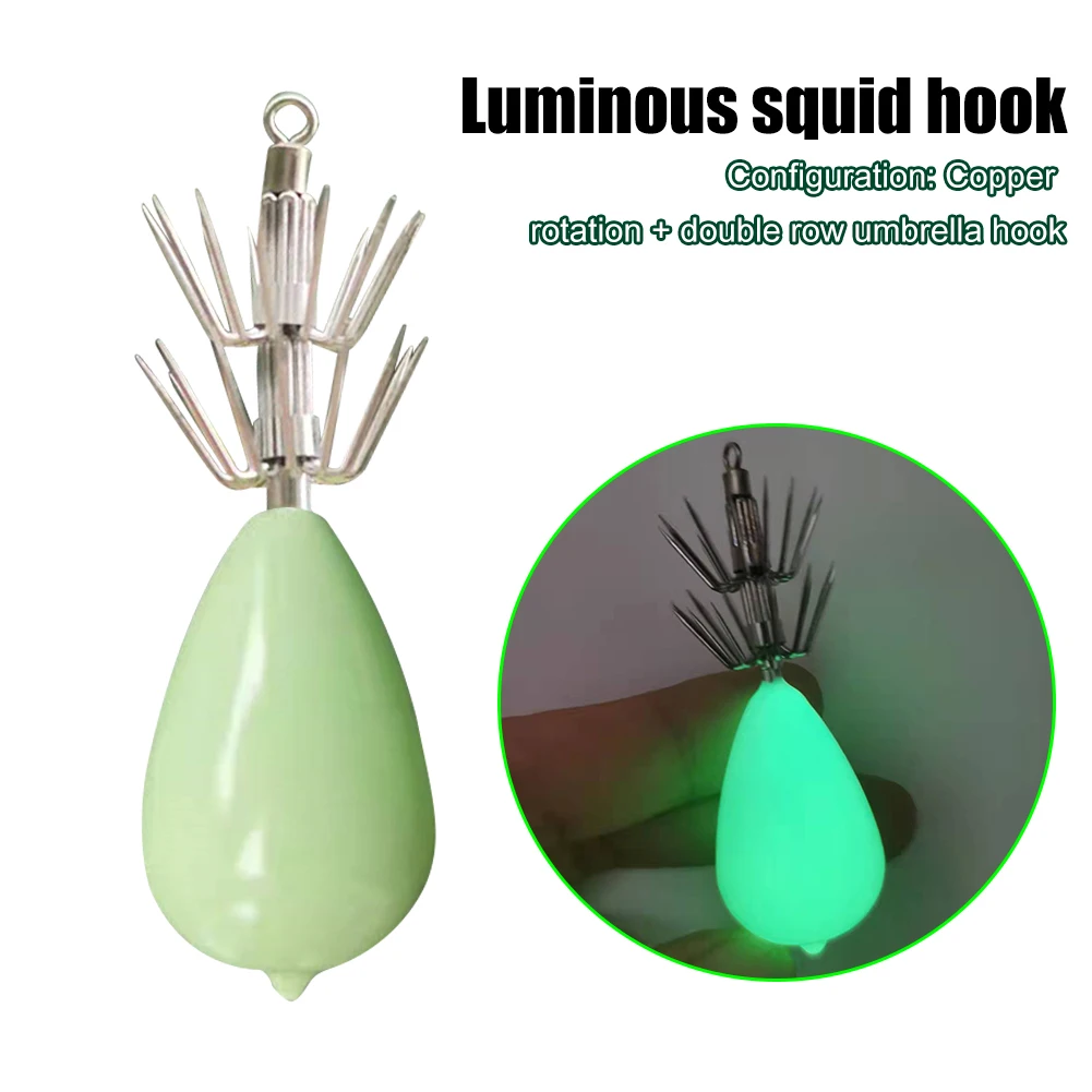 Double Layer Luminous Swivel Squid Fishhook Dark Octopus Cuttlefish 11g
