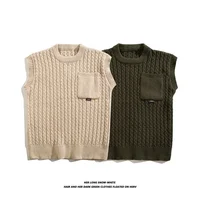 Loose Knitted Men's Vest Sleeveless Casual Style Vintage Japanese Design Autumn Fashionable Sweater Vest for Men And Women