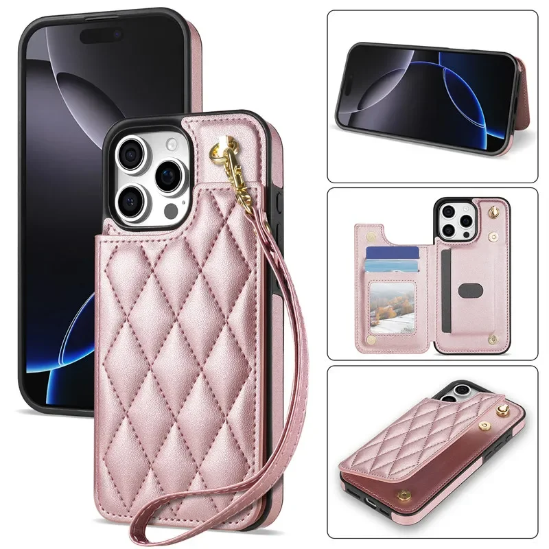 Deluxe Leather Wallet Magnetic Case with Double Buckle Back