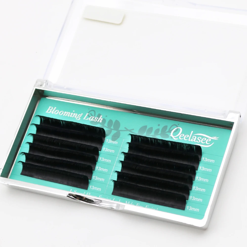 Qeelasee 4 boxes of Mixed Length Auto Flowering Rapid Blooming Fan Easy Eyelashes 6
