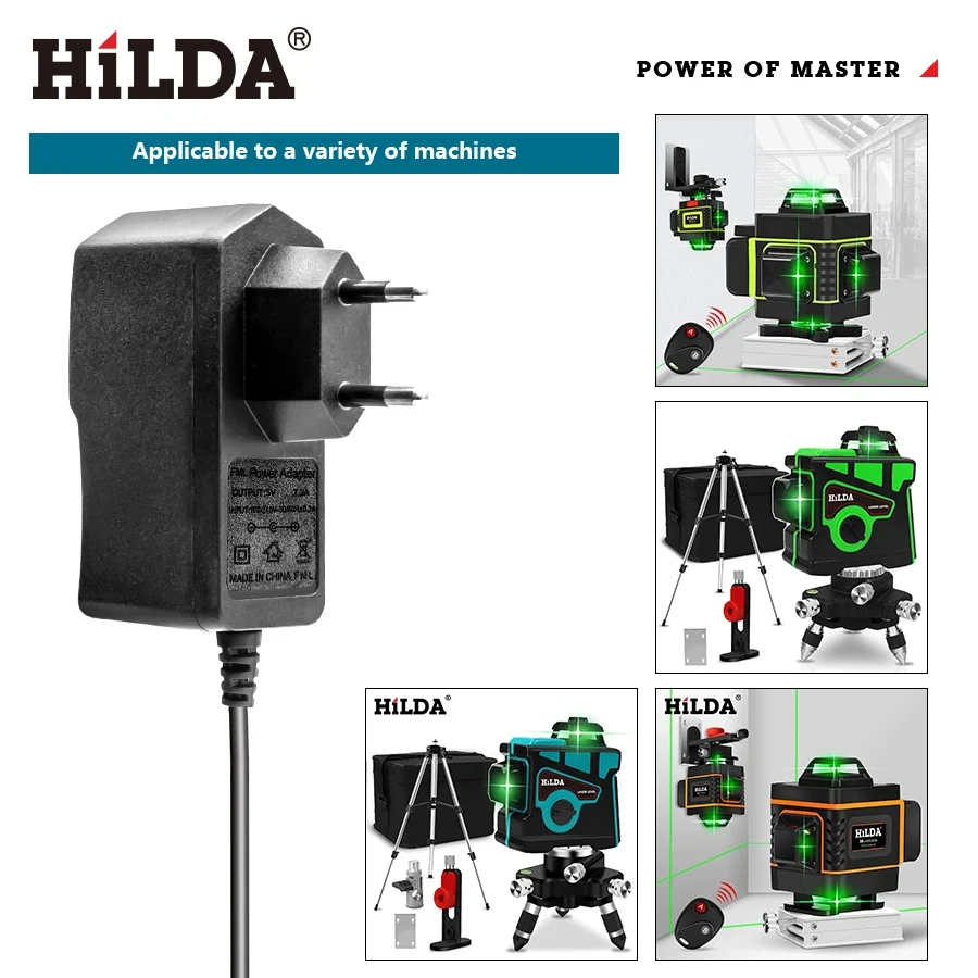 Universal Charger For 3D/4D Laser Level laser level Lithium Battery EU Plug AC Power Adapter Laser Level Accessory