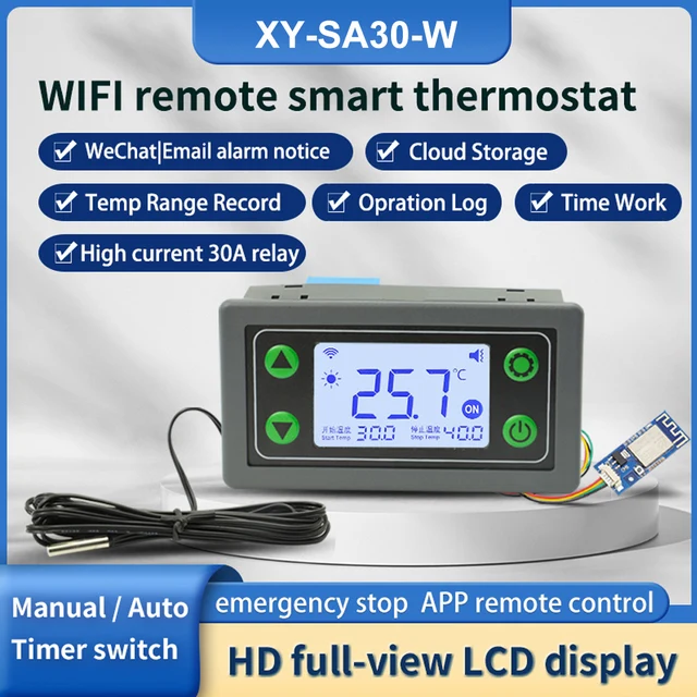 WIFI Remote Thermostat High Precision Digital Temperature Controller Module Cool Heat APP Temperature Collection High Low Alarm