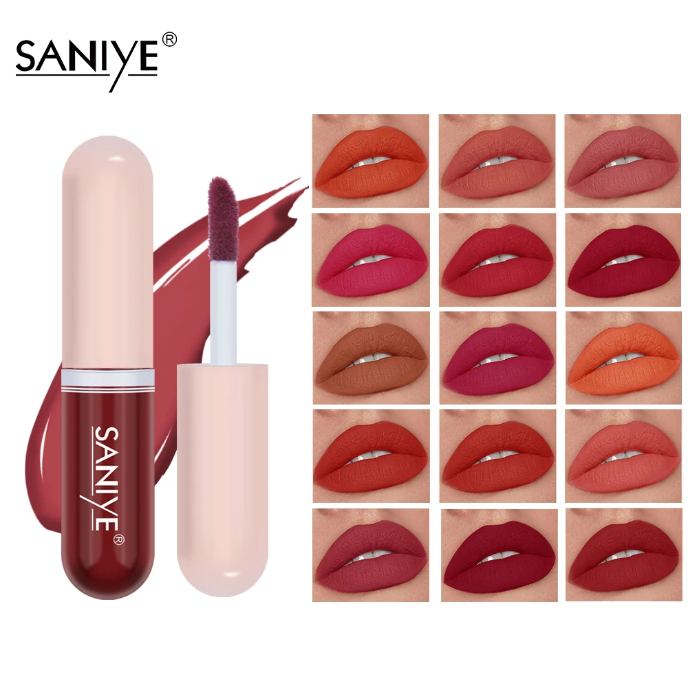 SANIYE Lip Gloss Matte Lipstick Velvet Waterproof Long lasting Red