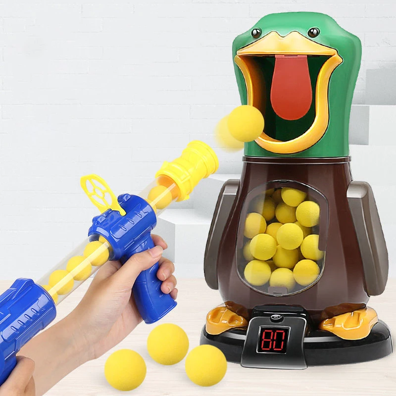 

Hungry Shooting Duck Toy Guns Funny Air-powered Fake Gun Safety Soft Bullet Ball Blaster Electronic Scoring Battle Game Kid Gift