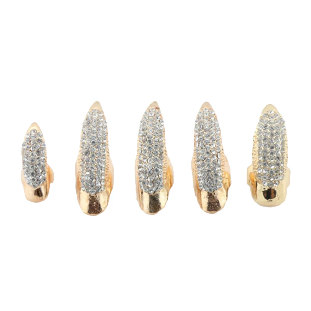 

Rings Sizes False Nail Claws Paw Finger Circles for Holiday Punk False Nail Jewelry Crystal Rhinestones Finger Rings