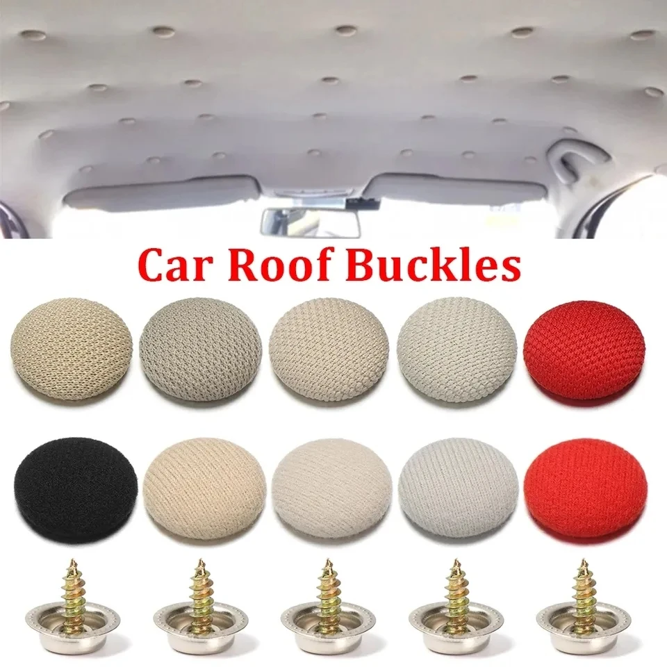 

10pcs Auto Interior Roof Buckles Headliner Ceiling Cloth Fixing Screw Care Fabric Buckle Rivets Retainer Cap Repair Accessories