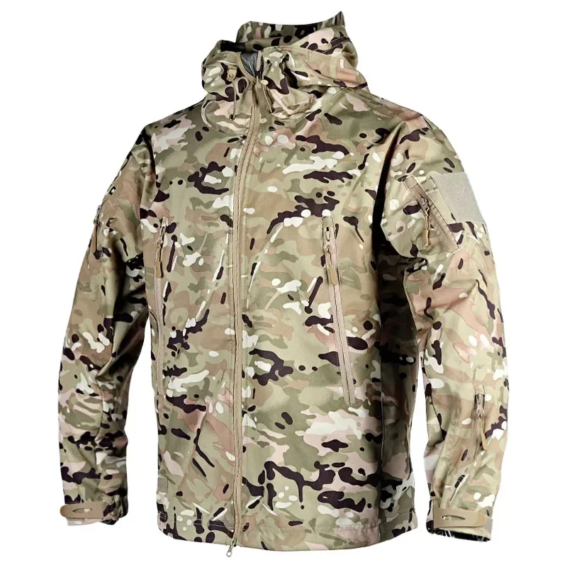Camping Jacket Waterproof Tactical Jacket Men Spring Autumn Multi-pocket Wear-resistant Windbreaker Coat Hunting Shark Skin Thin Cargo Jackets