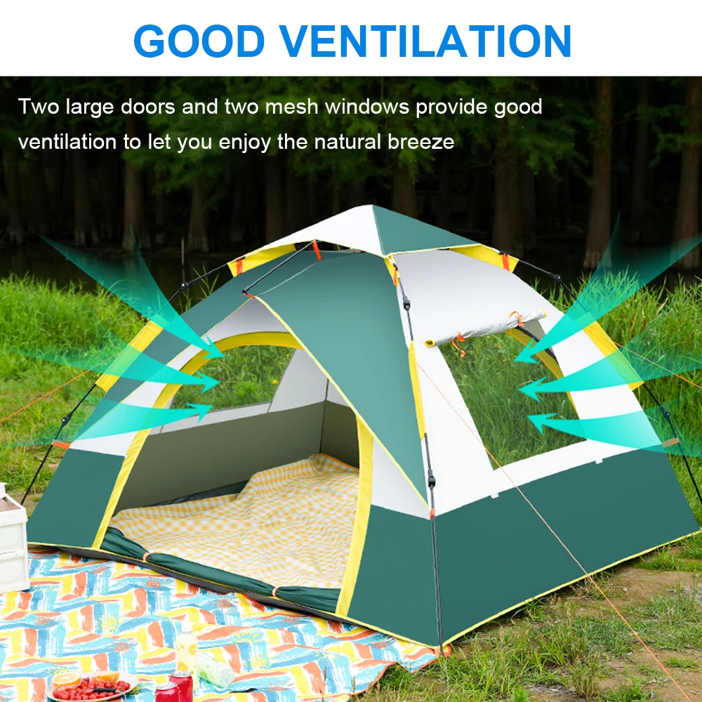 Camping Tent Portable Tent Pop Up Gazebo Tent Outdoor Pop up Tent Full-Automatic Instant Unfold Rain-Proof Tent Family Ultralight Portable Dampproof Camping Tents for Tourism