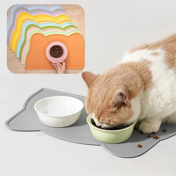 Tappetino per alimentazione animali domestici per cani e gatti Tappetino per ciotola per cibo per gatti lavabile impermeabile in silicone a più colori con bordo rialzato