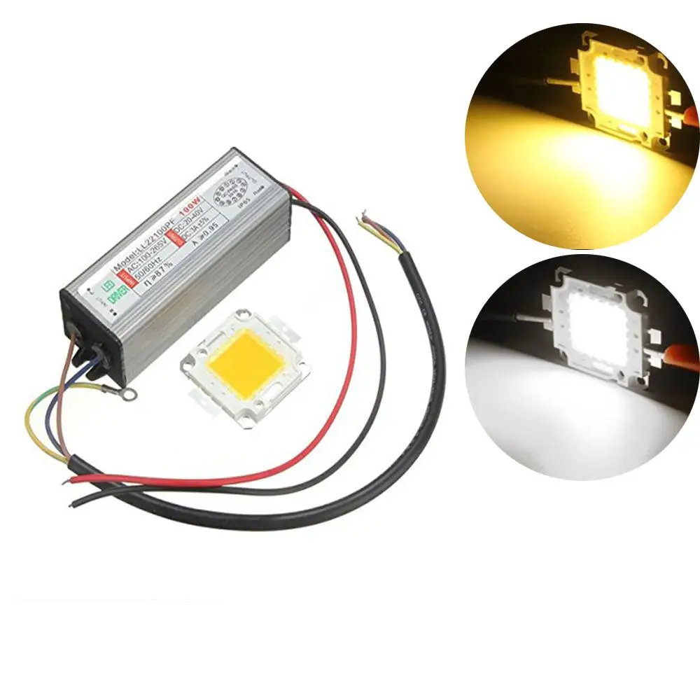 

LED SMD Chip Bulb 100W LED with Driver Supply 100W High Power Waterproof LED Chip Lamp & Driver Cool Warm/White