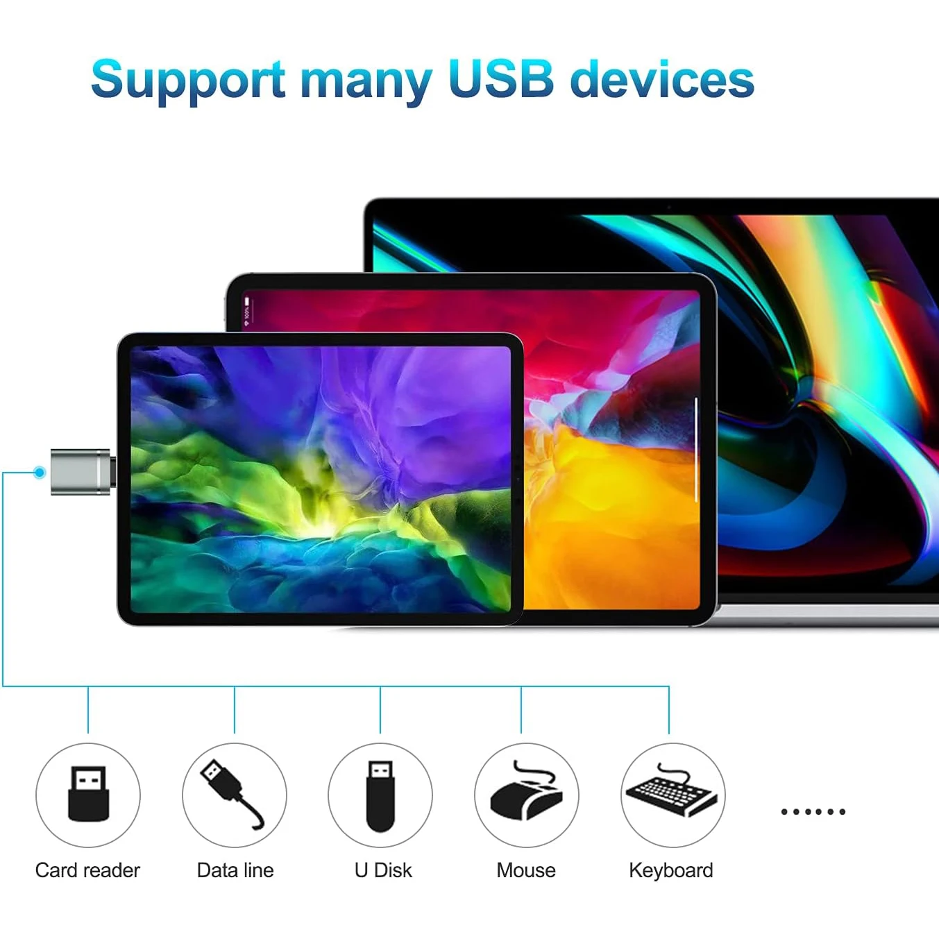 3팩 USB-C(수) - USB-A(암) OTG 어댑터, 휴대폰, 태블릿, 노트북용 USB 3.0 고속 충전 및 데이터 동기화 컨버터