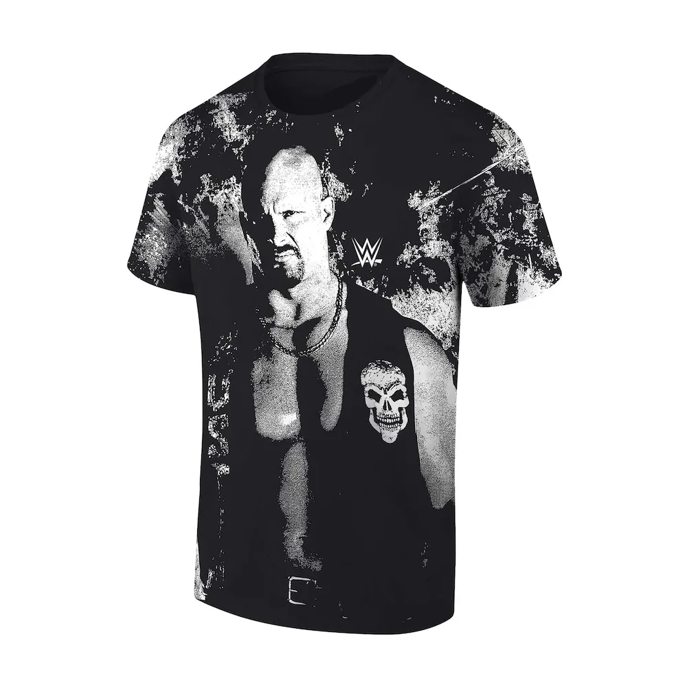 2024 Men's "Stone Cold" Steve Austin Ripple Junction "Stone Cold" 3d T-Shirt WWE Tee Youth Wrestling Fans Must Have Unisex Tops 2