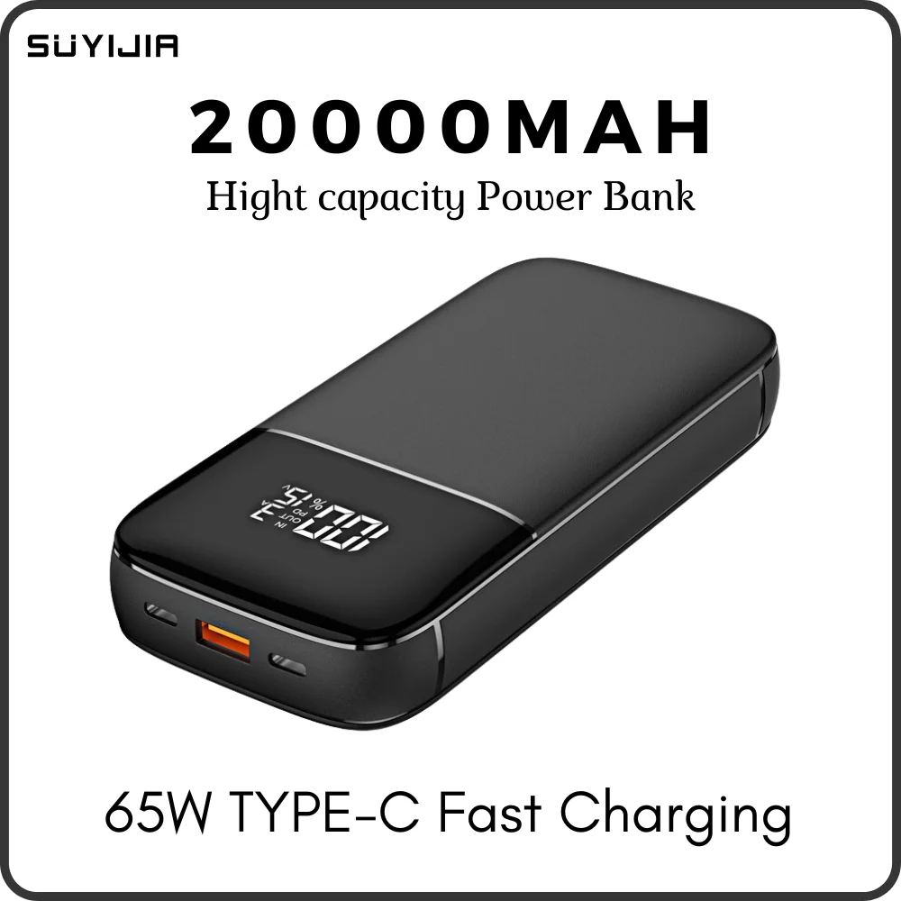 

20000mAh 65W Power Bank Type-C PD Fast Charging Powerbank Portable Charger External Battery for Notebook Phones Tablets Supply