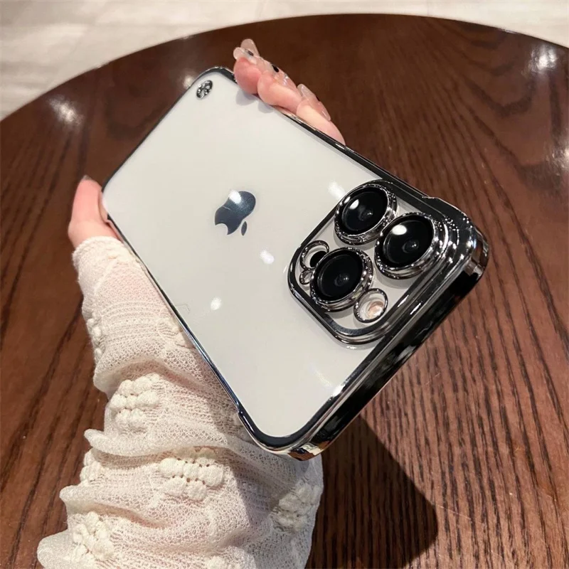 Luxury Plating Transparent Frameless Ultra Thin Phone Case with Hard Lens Protection Cover