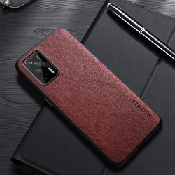 Luxury Leather Business Phone Case - Elegant and Simple Design for Realme Q3 Pro 5G (Coffee)