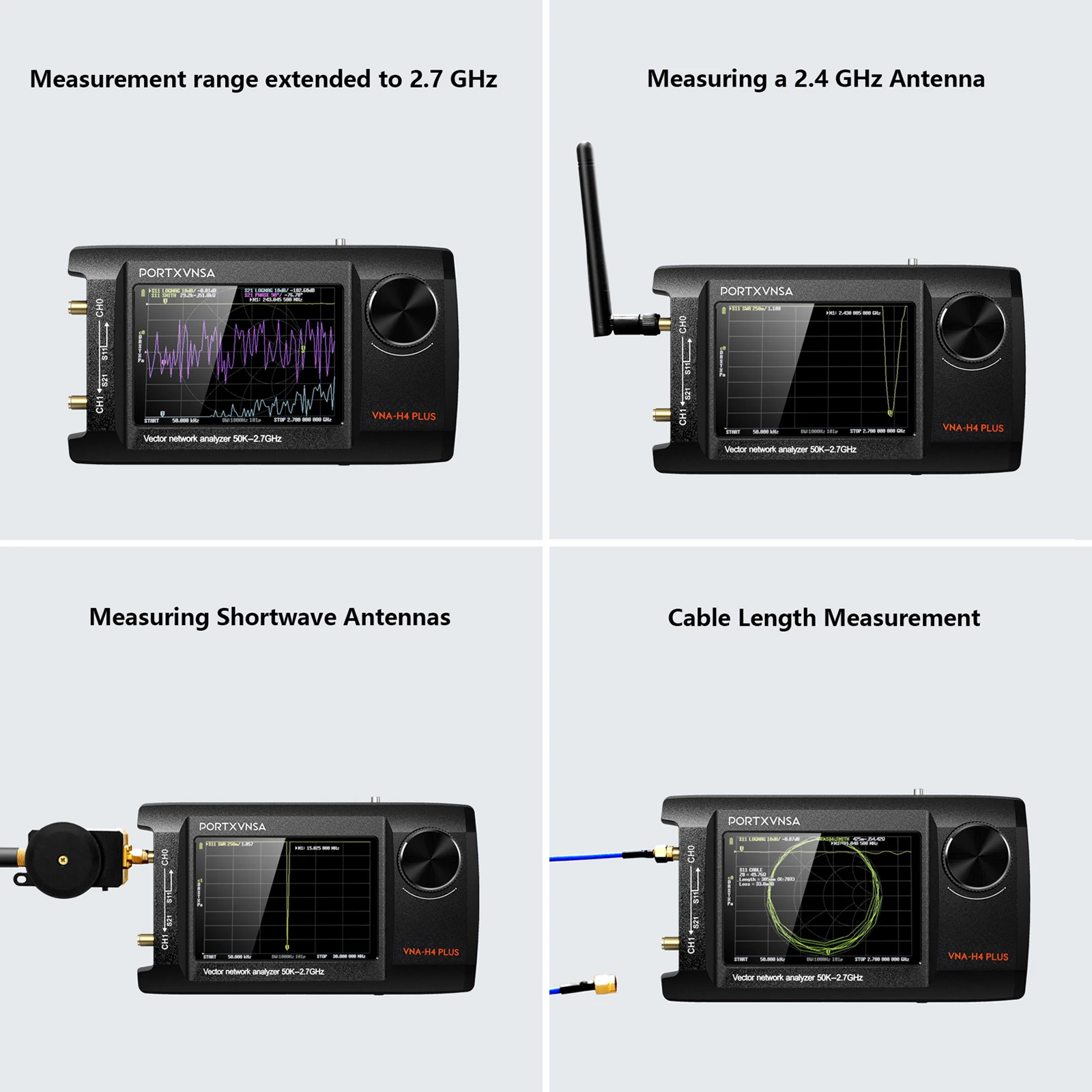 50KHz  2.7GHz PORTXVNSA NanoVNA-H4 Plus VNA 벡터 네트워크 분석기 안테나 분석기