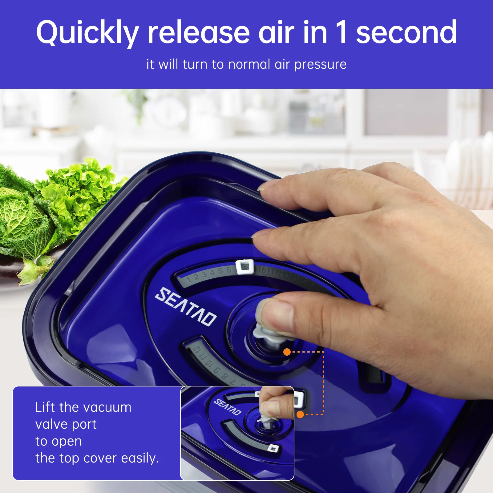 SEATAO Glass Food Storage Containers Preserve Marinate Vacuum Sealer Airtight Storage Containers with Lids Meal Prep Container