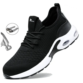 2025 Lightweight Men Safety Shoes Steel Toe Cap Work Sneakers Men Protective Shoes Anti-smash Anti-puncture Indestructible Shoes