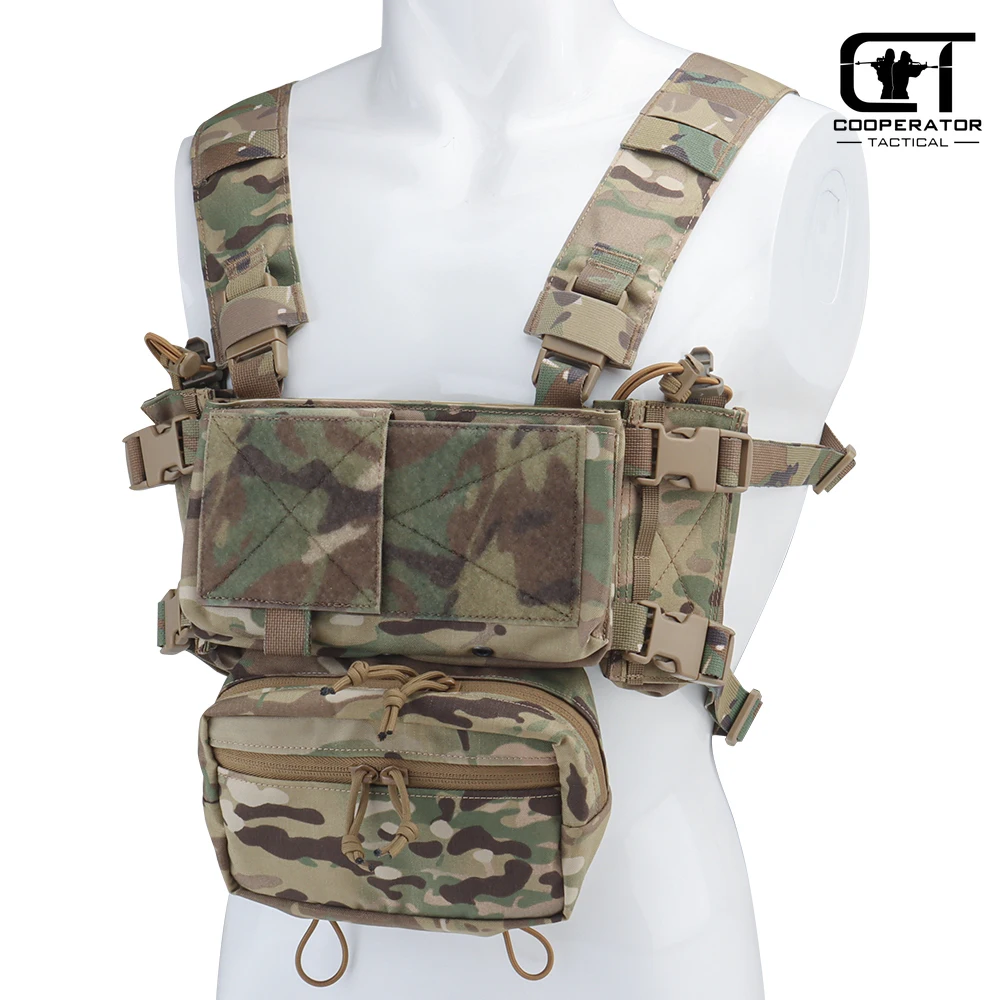 

MK4 Micro Tactical Chest Rig Multicam Cordura YKK Zipper 500D Nylon 5.56mm Rifle Magazine Pouch for Airsoft Harness Chest Rig