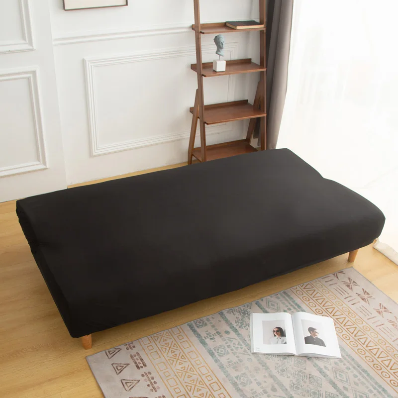 New Solid Color Sofa Bed Cover for Living Room Elastic Folding Seat Slipcover Armless Couch Covers Washable Long Chair Protector