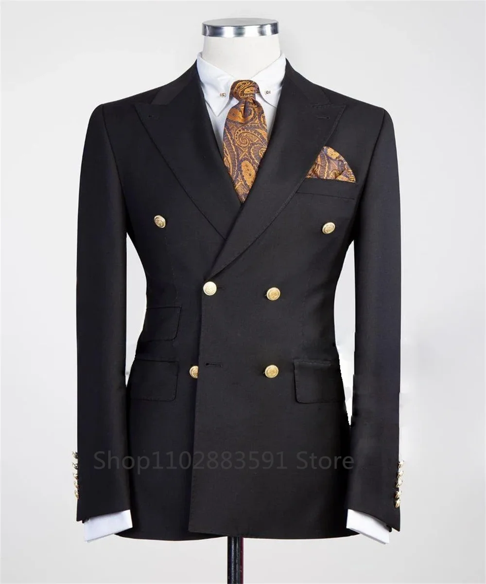 Mens Groom's Wedding Suit 1 Piece Slim Fit Blazer Wide Shawl Lapel Luxury Tuxedo Gold Button men suits jackets