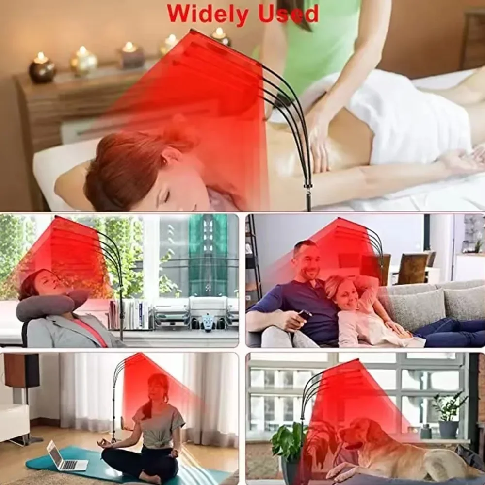 4/5 Heads Red Light Lamp with Stand and Timer for Relaxing Body Promotes Blood Circulation Relieves Fatigue and Face Skin Care