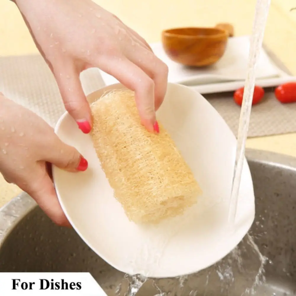 Kitchen Cleaning Brush Natural Loofah Luffa Sponge Long Ecological Planting Body Shower Sponge Non-stick Good Absorbency Dish Towels Bath Kitchen