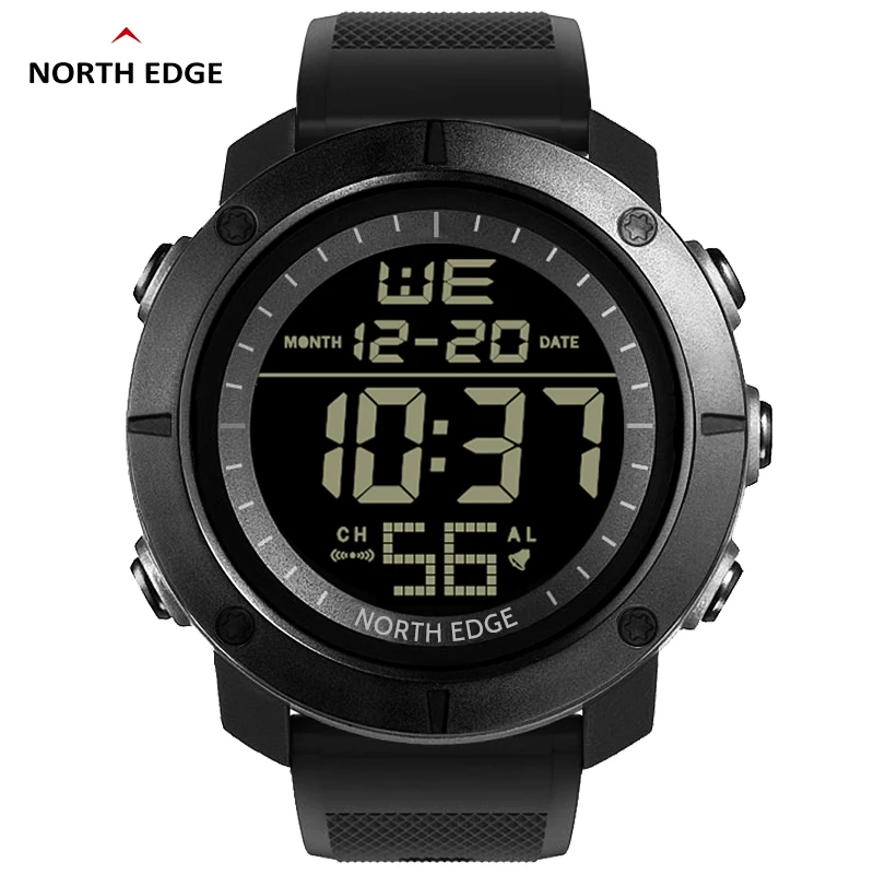 NORTH EDGE Mens Digital Watches Army Military World Time Alarm Sport Stopwatch For Male Waterproof 50M