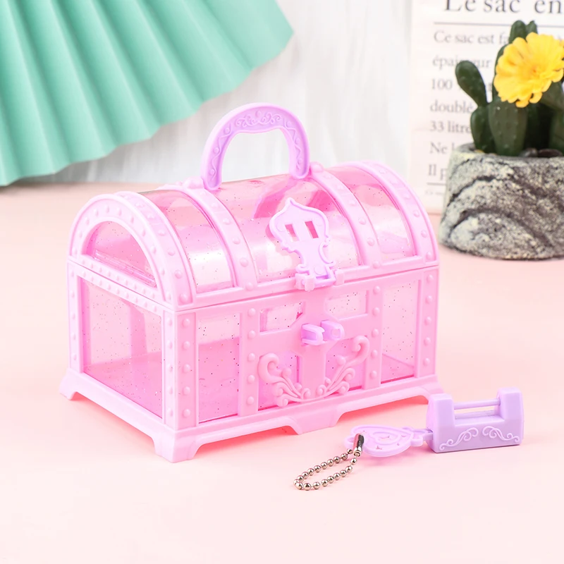 

Dollhouse Mini Treasure Box Jewelry Storage Case With Lock For Little Girls Makeup Gift Suitcase Boxes Children Pretend Play Toy