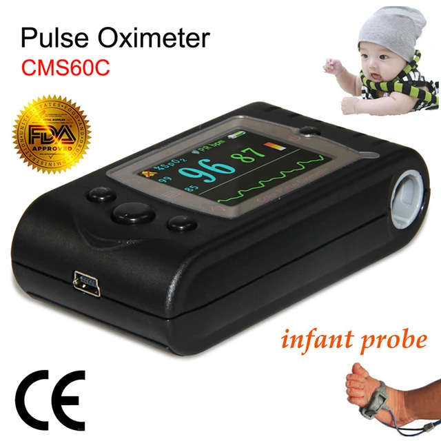 Neonatal Child Adult Handheld Pulse Oximeter Spo2 Blood Oxygen Monitor 3  Probes