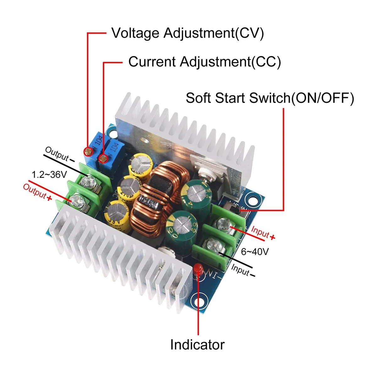 3Pcs 300W 20A CC CV 벅 컨버터 스텝다운 모듈 정전류 LED 드라이버 전원 스텝다운 전압 모듈 자스민
