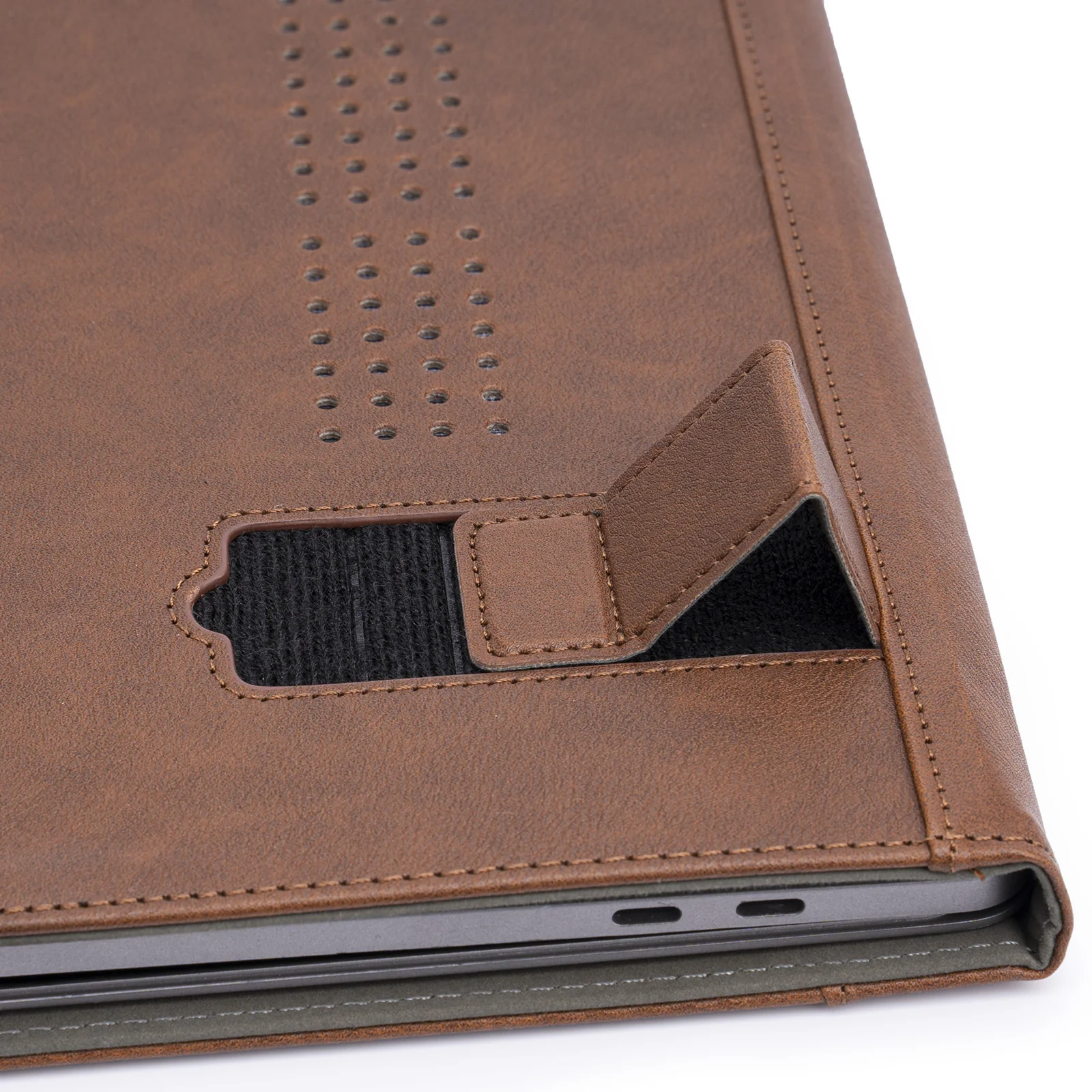 Protetora Folio Book Cover Laptop Sleeve com aberturas e função Stand
