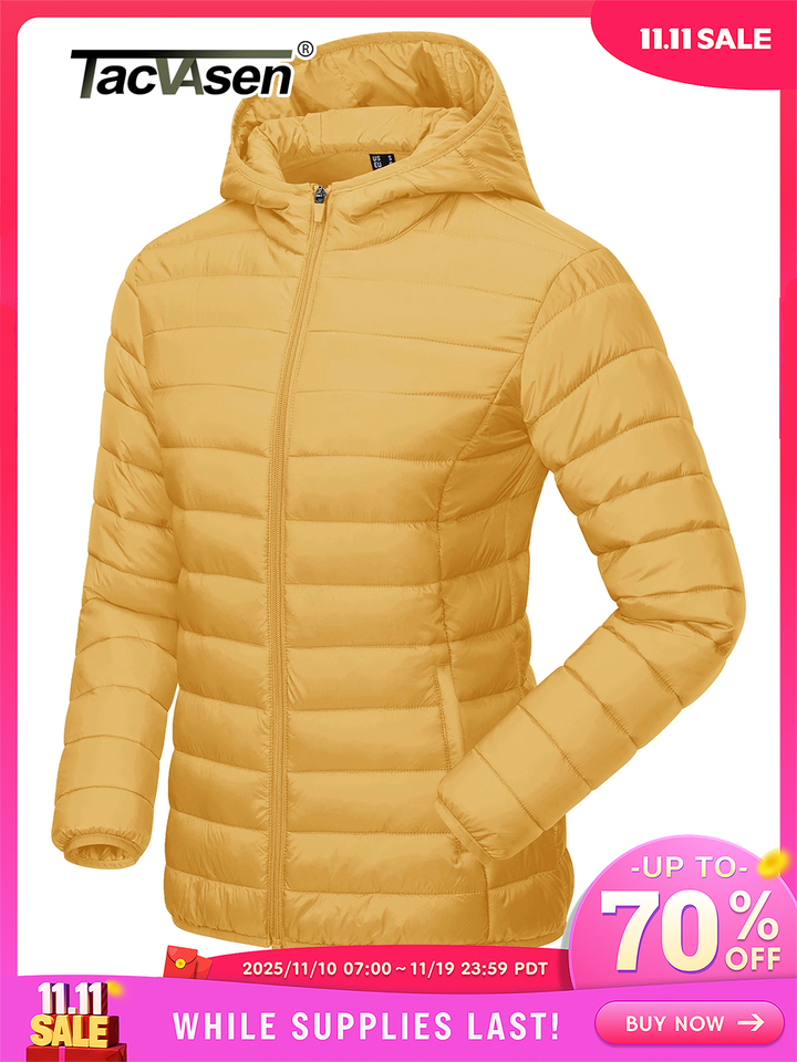 TACVASEN Winter Hooded Puffer Jacket Womens Quilted Warm Coats Casual Windbreaker Waterproof Padded Lightweight Outdoor Outwear