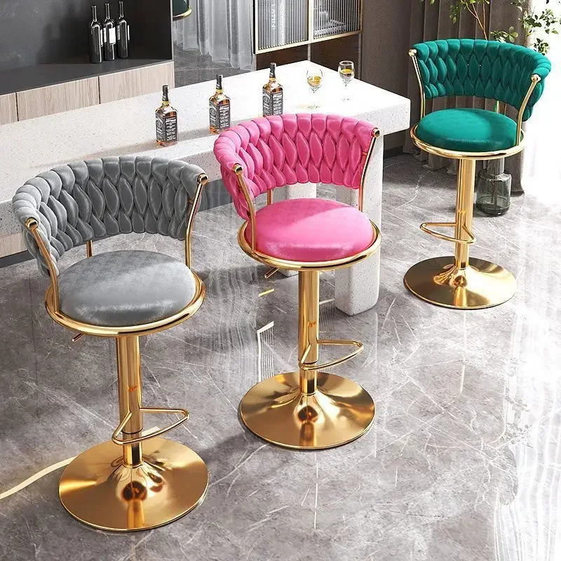 Bar Chairs Nordic Household Backrest High Bar Stools Modern Commercial Bar Chairs Liftable Swivel Chairs Designer Kitchen Furniture
