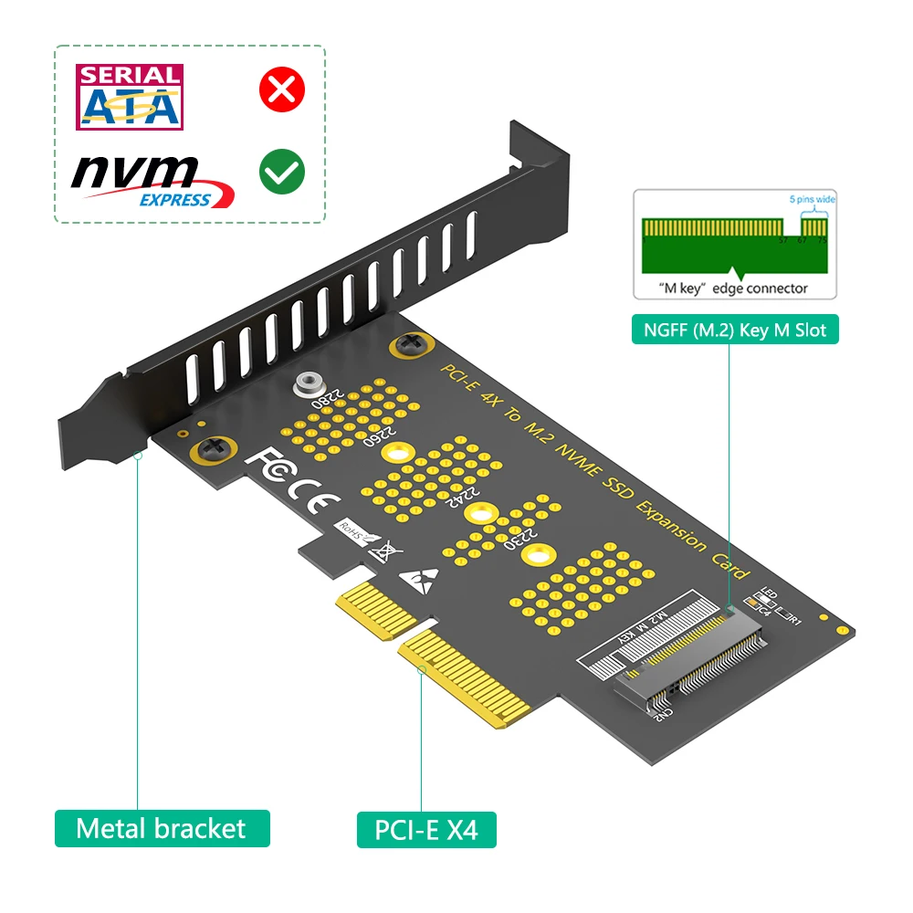 M.2 NGFF NVMe SSD to PCI-E 3.0 4X Adapter