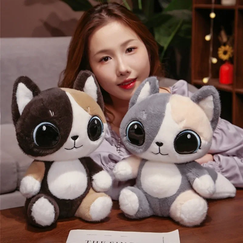 Linglong 고양이 인형 봉제 장난감, 고양이 인형, 수면 베개, 생일 선물, 소녀, 동행 인형, 검은 고양이