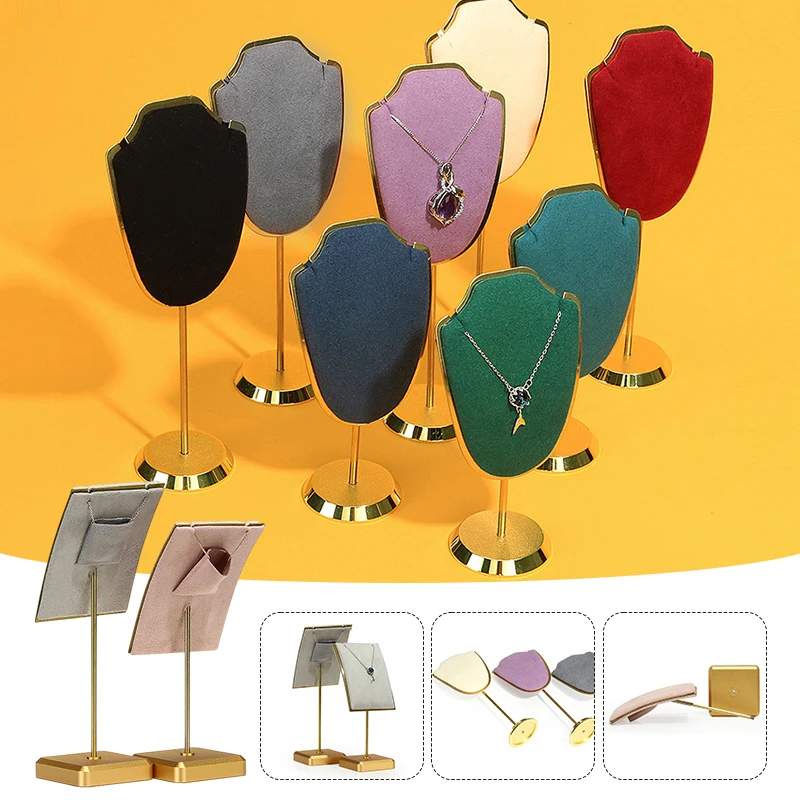 1Pcs Metal Velvet Necklace Display Rack Jewelry Display Stand Earrings Chain Pendant Holder Organizer Jewelry Shooting Display