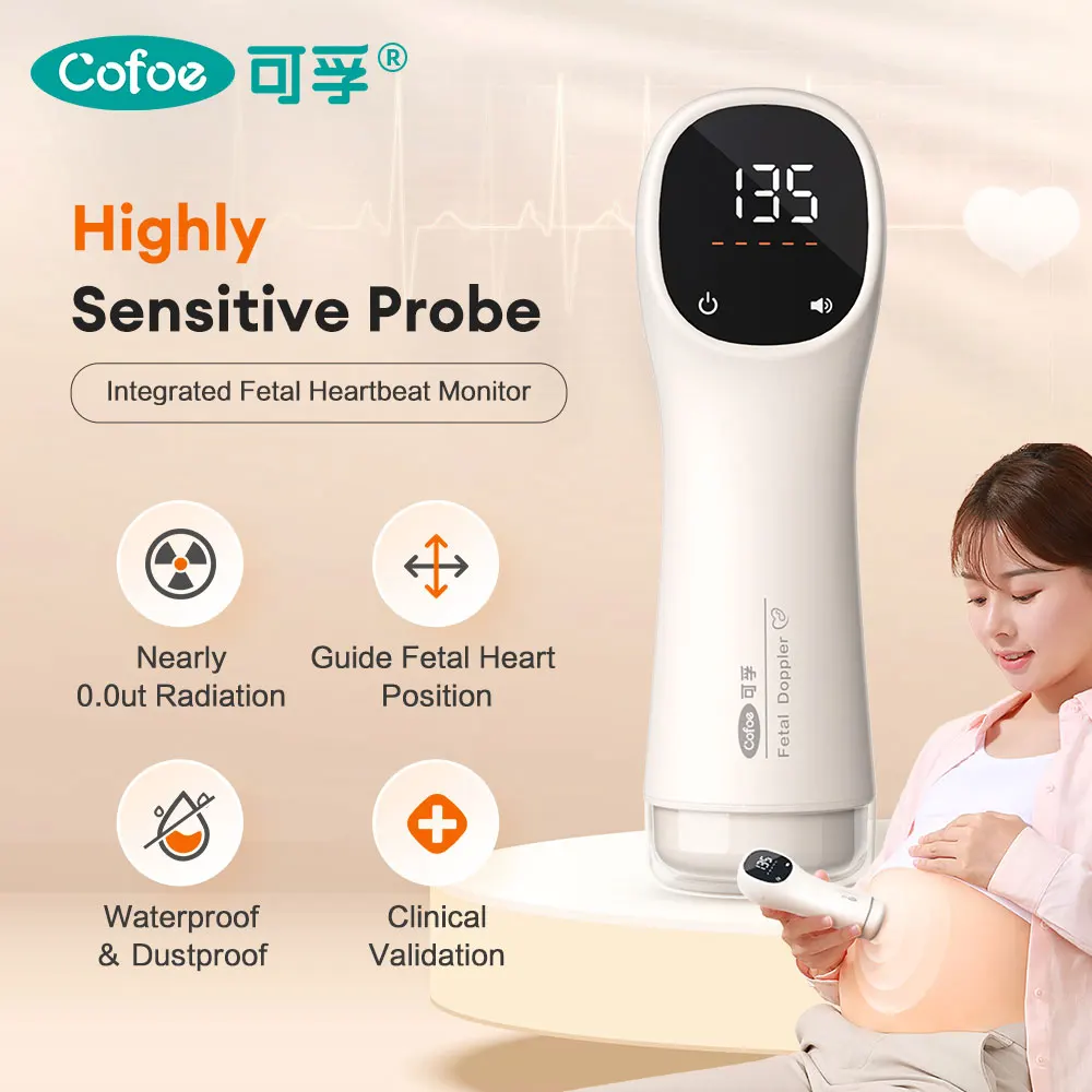 3.0MHz Fetal Doppler Heartbeat Detector for Baby Heart Beat Monitor Led Backlight Pulse Meter fetal heart rate monitor