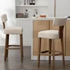 30” Bar Stools Set of 2 Counter Height Bar Stools Modern Kitchen Bar Stools with Upholstered Back, Farmhouse Upholstered Linen 1